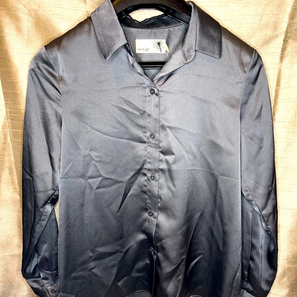 NWT Grey Silk Blouse, XSP